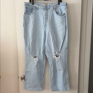 Levi’s Ribcage Straight Ankle Light Blue Distressed Women Jeans